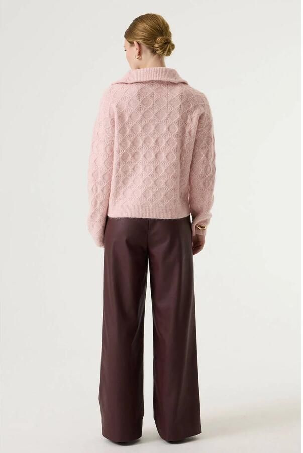 Garcia imitatieleren wide leg broek donkerrood - Foto 2