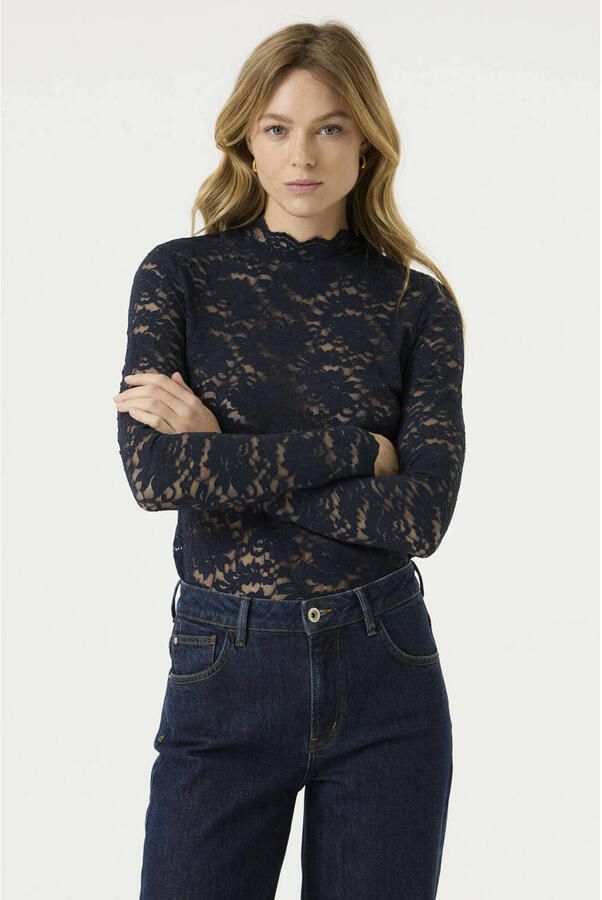 Garcia kanten top donkerblauw
