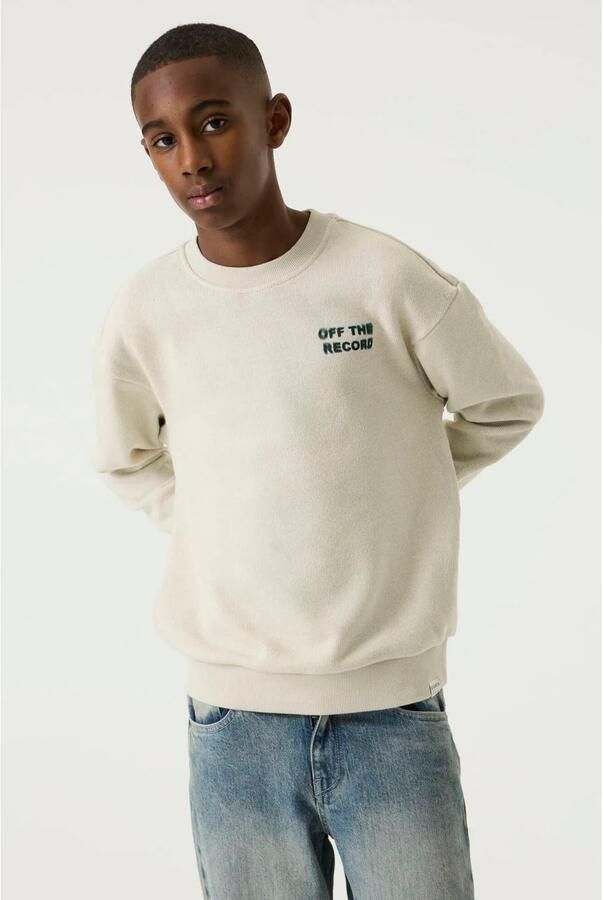 Garcia katoenen rechtvallende sweater met backprint crème