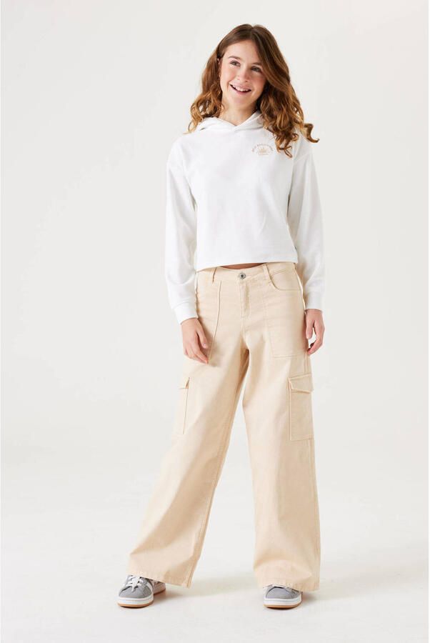 Garcia low waist wide leg cargobroek beige Meisjes Stretchkatoen Effen 140