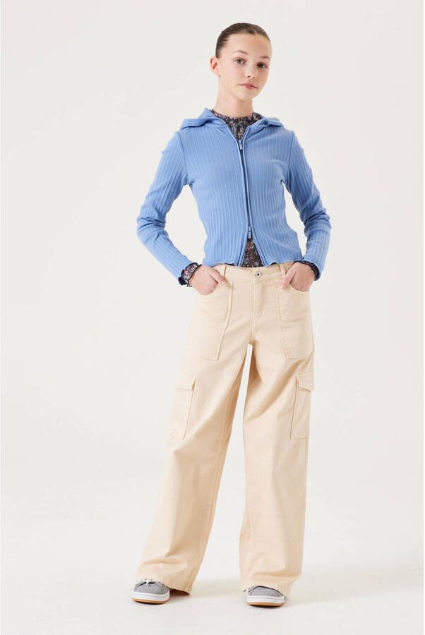 Garcia low waist wide leg cargobroek beige Meisjes Stretchkatoen Effen 140 - Foto 3