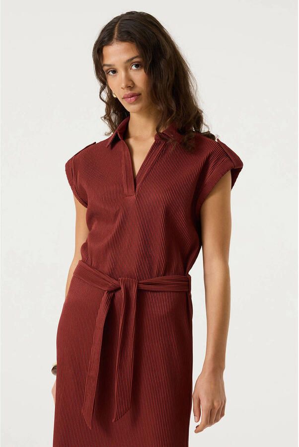 Garcia midi jurk roodbruin