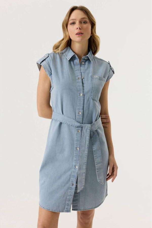 Garcia mini jurk light blue denim