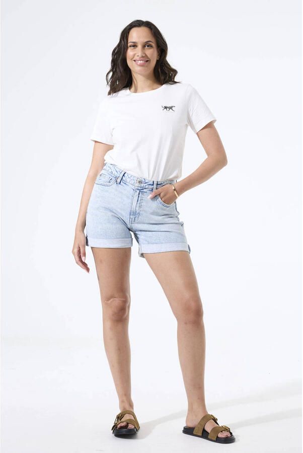 Garcia mom high waist denim short light blue denim
