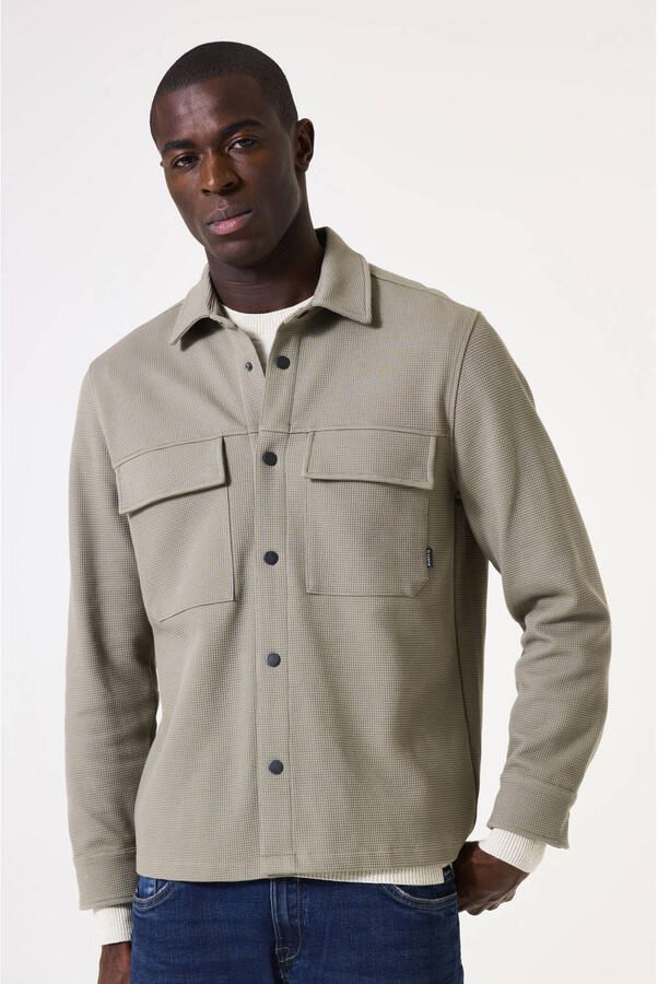 Garcia overshirt met textuur lichtkaki - Foto 3