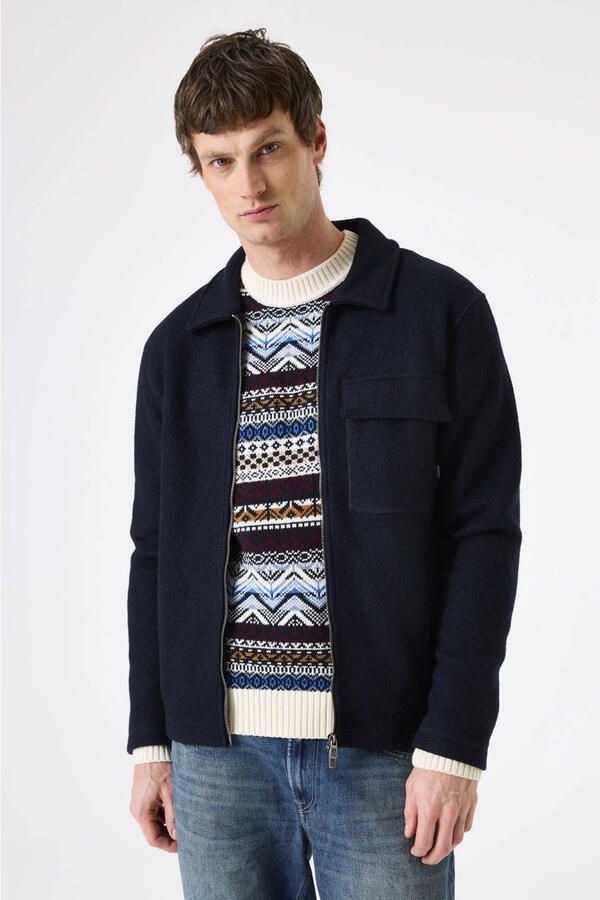 Garcia overshirt met wol donkerblauw