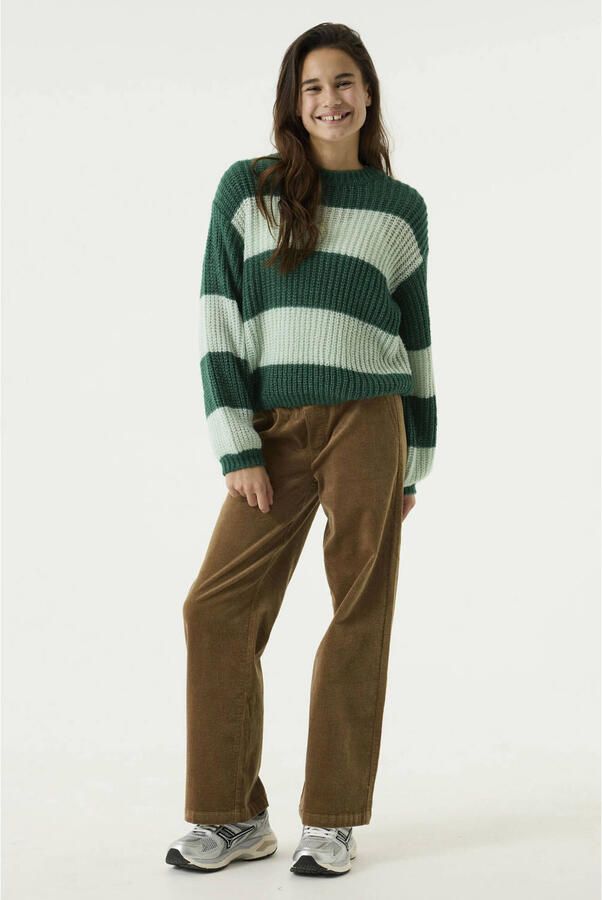 Garcia oversized gebreide gestreepte trui groen Meisjes Acryl Ronde hals - Foto 3