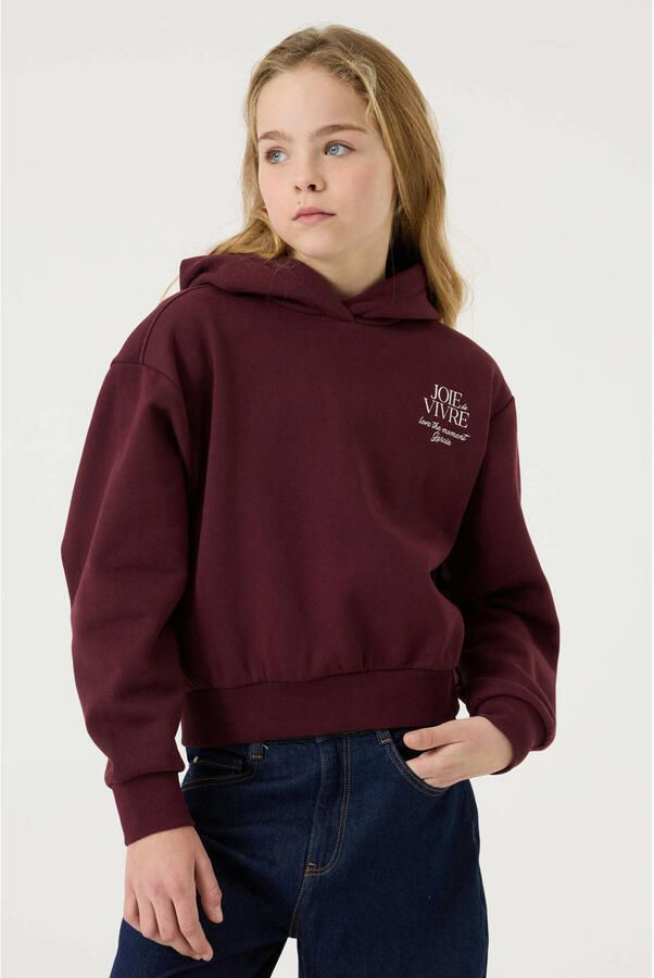 Garcia oversized hoodie met backprint donkerrood Trui Meisjes Katoen Capuchon