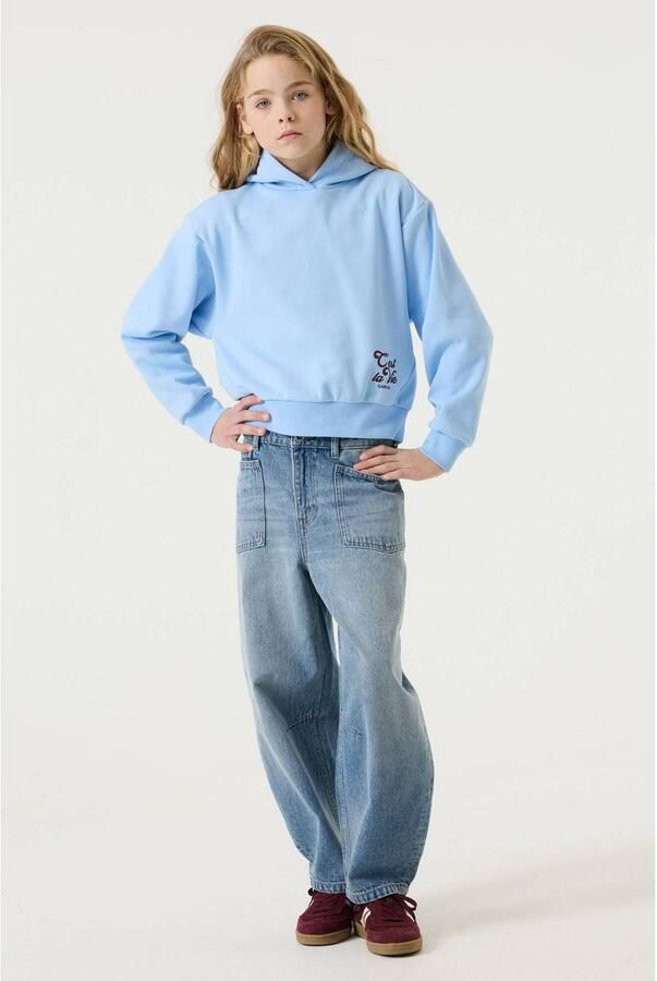 Garcia oversized hoodie met borduursels en backprint lichtblauw Sweater - Foto 2