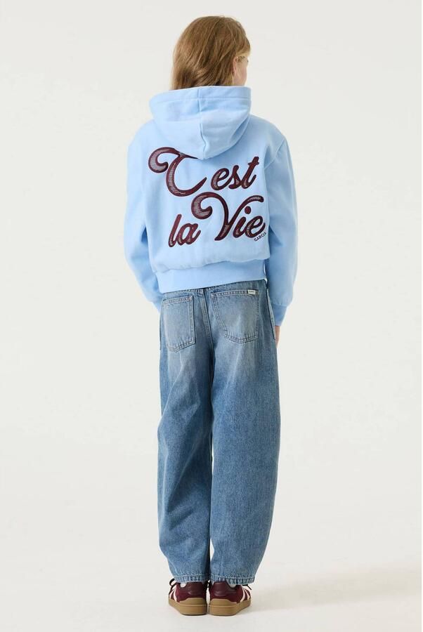 Garcia oversized hoodie met borduursels en backprint lichtblauw Sweater - Foto 3