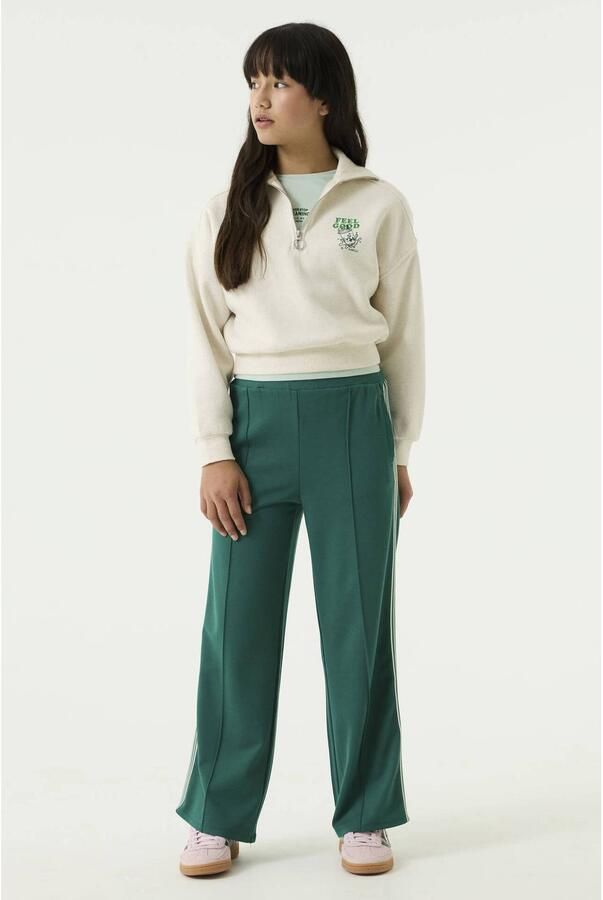 Garcia oversized sweater met tekst beige Meisjes Katoen Schipperskraag - Foto 2