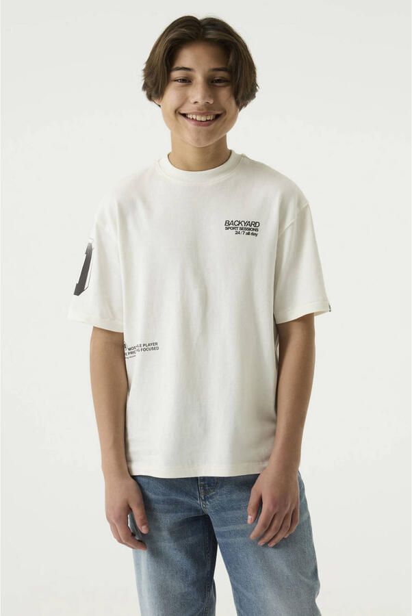 Garcia oversized T-shirt met backprint ecru