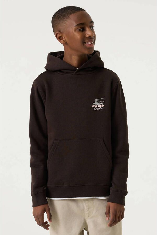 Garcia rechtvallende hoodie met backprint donkerbruin