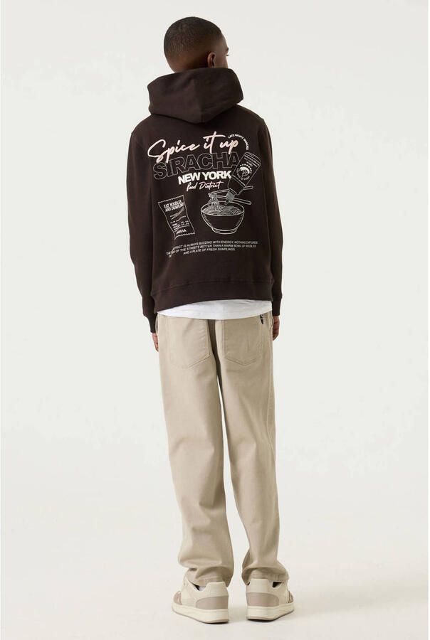 Garcia rechtvallende hoodie met backprint donkerbruin - Foto 2