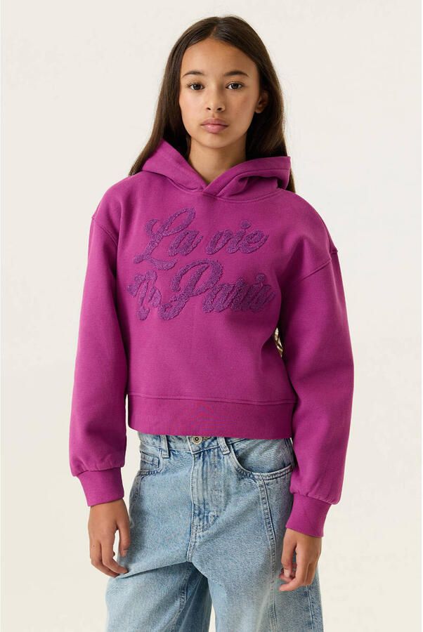 Garcia rechtvallende hoodie met tekst fuchsia