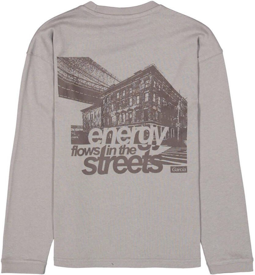 Garcia rechtvallende longsleeve met backprint grijs - Foto 2