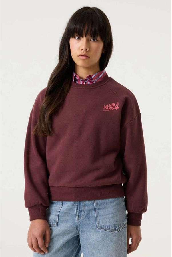 Garcia rechtvallende sweater met backprint donkerrood Backprint