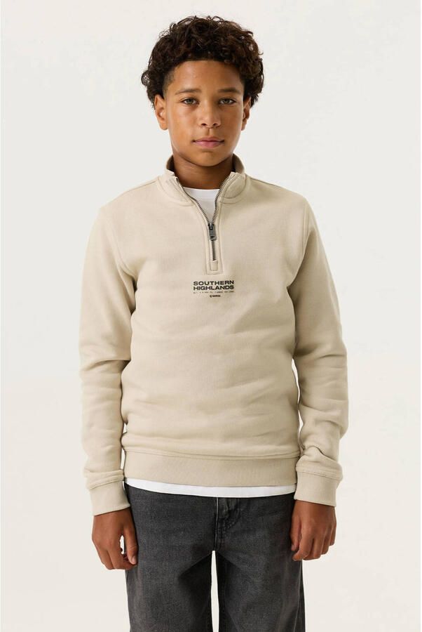 Garcia rechtvallende sweater met tekst crème
