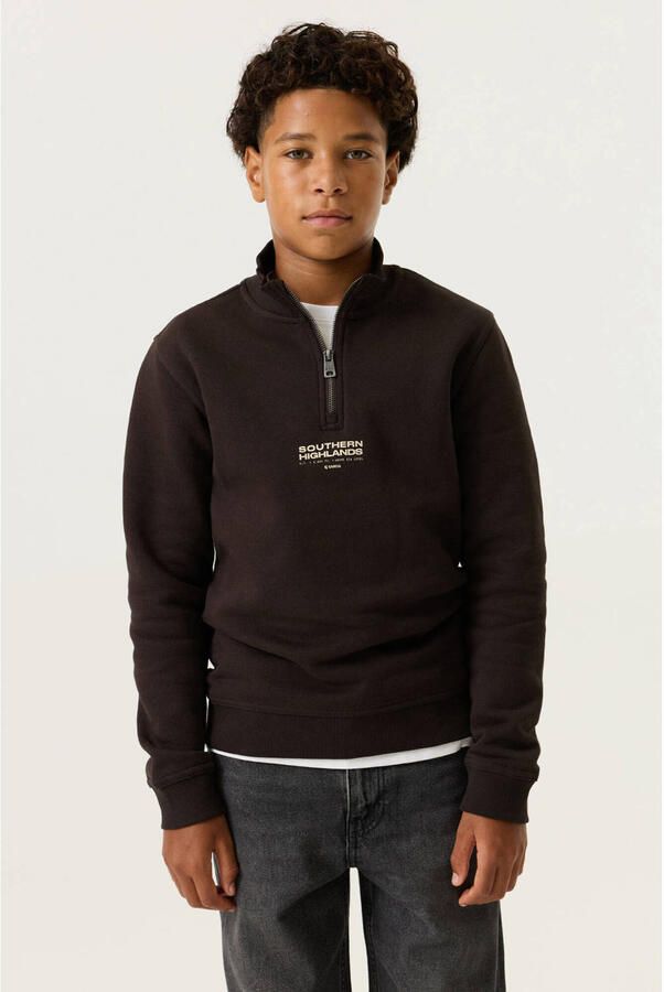Garcia rechtvallende sweater met tekst donkerbruin