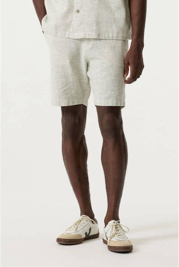 Garcia regular chino short met linnen lichtgroen