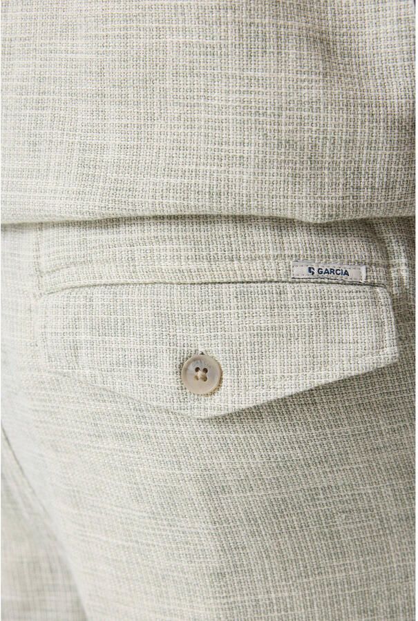 Garcia regular chino short met linnen lichtgroen - Foto 2