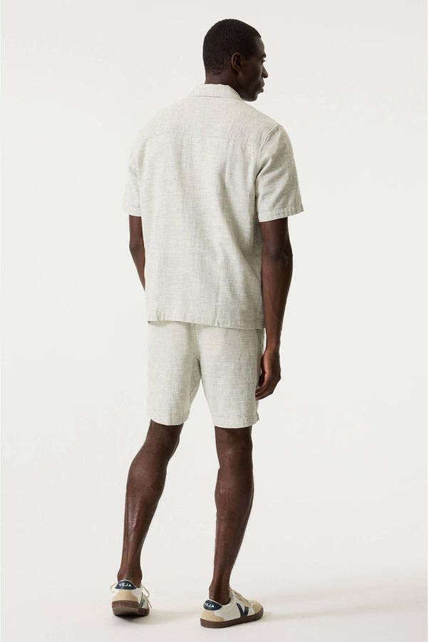 Garcia regular chino short met linnen lichtgroen - Foto 3