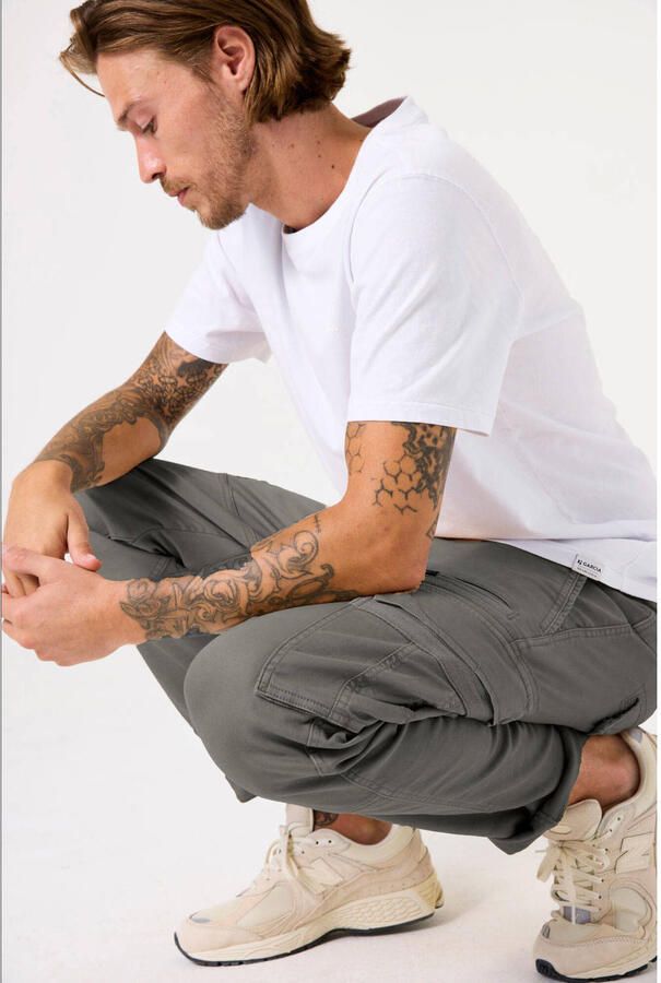 Garcia regular fit cargo broek grijsgroen