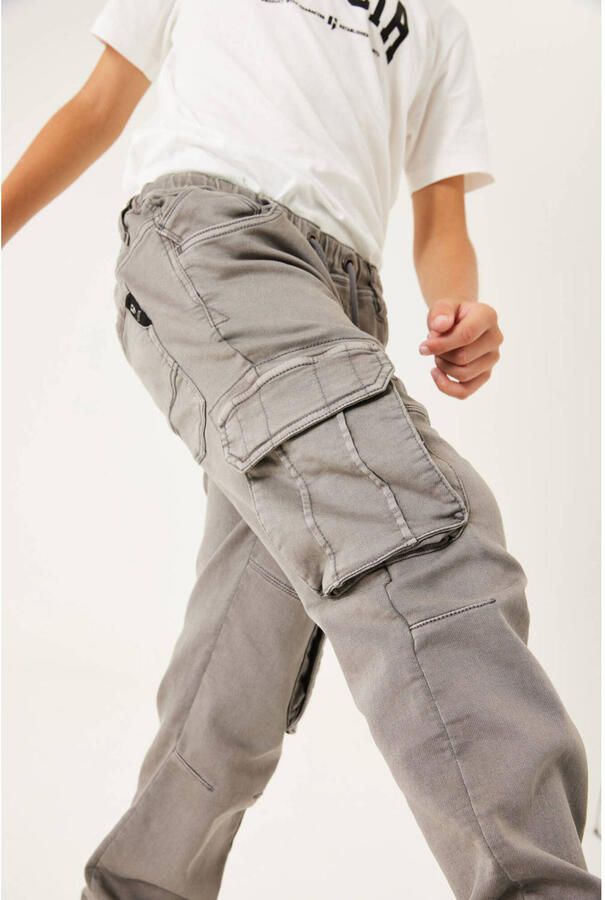 Garcia regular fit cargobroek grijs Jongens Jog denim Effen 128