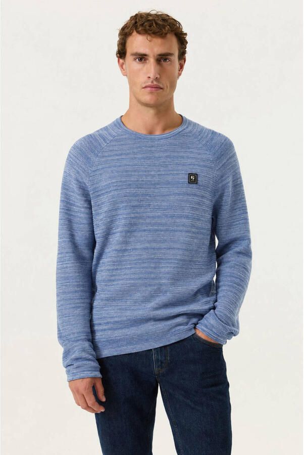 Garcia regular fit gebreide gemêleerde trui blauw