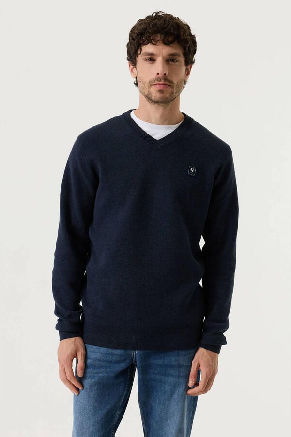 Garcia regular fit gebreide trui donkerblauw