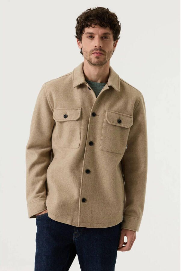 Garcia regular fit overshirt met melée roast cashew