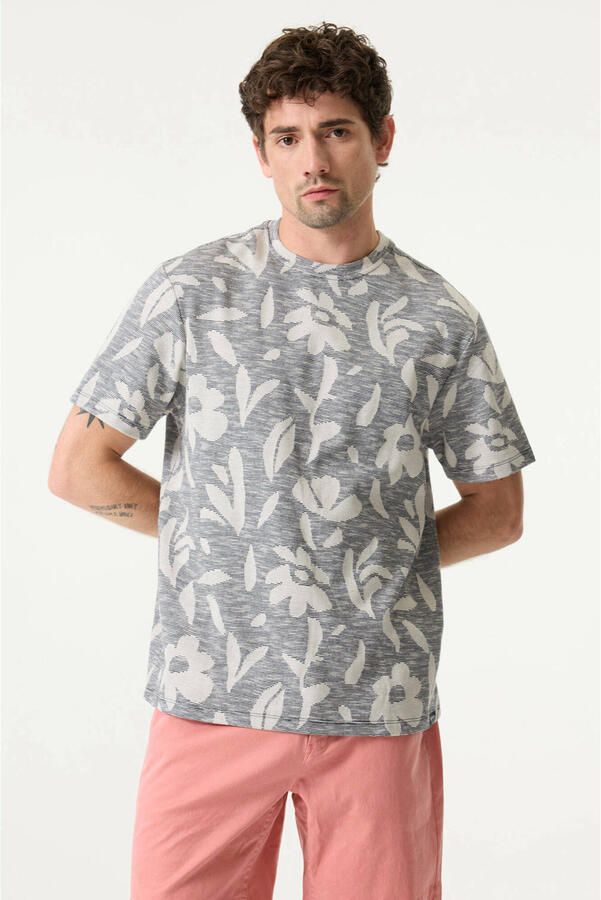 Garcia regular gebloemd T-shirt blauw