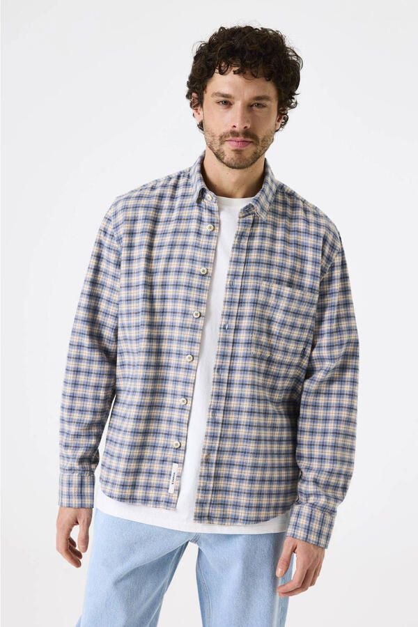 Garcia regular geruite casual overhemd blauw