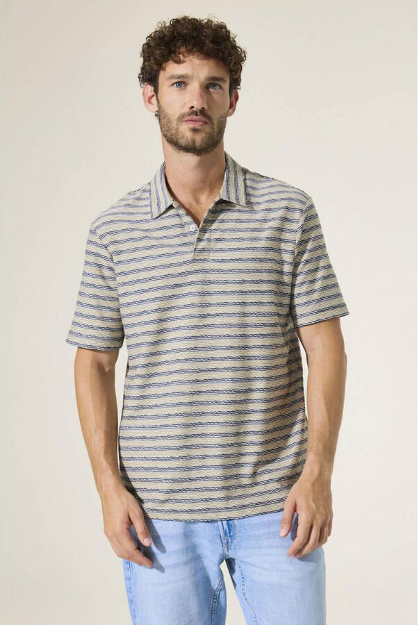 Garcia regular gestreepte polo groen