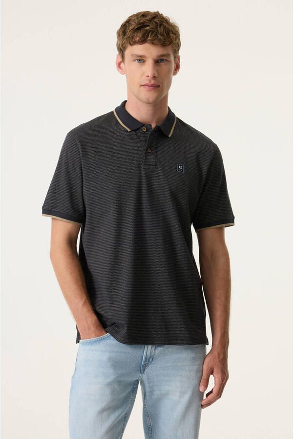 Garcia regular polo met textuur donkerblauw