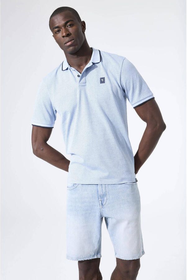 Garcia regular polo met textuur lichtblauw