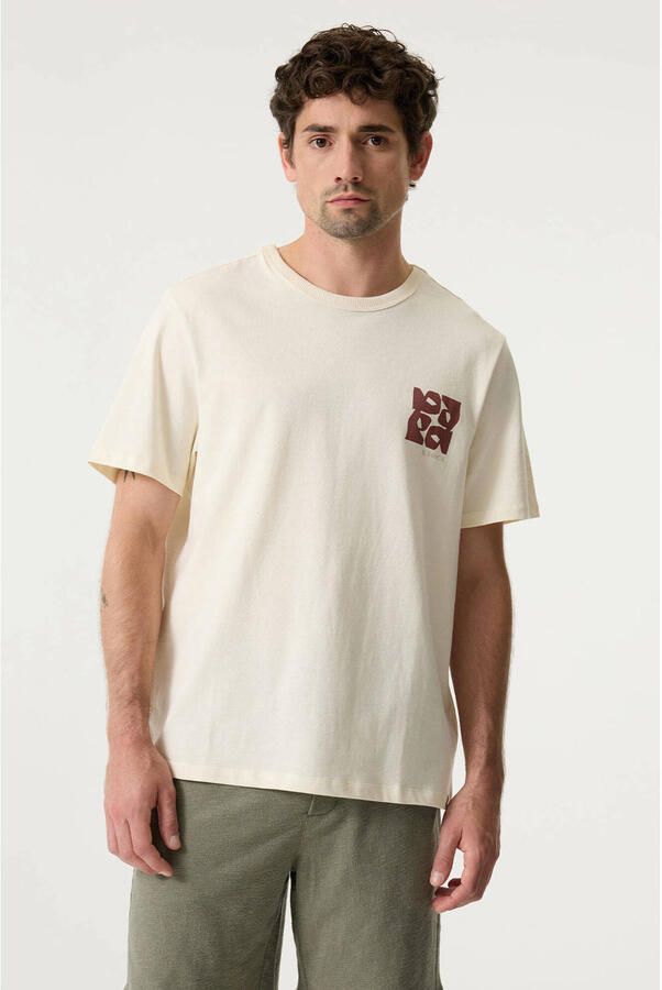 Garcia regular T-shirt met backprint ecru