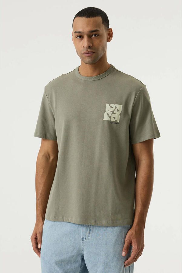 Garcia regular T-shirt met backprint groen
