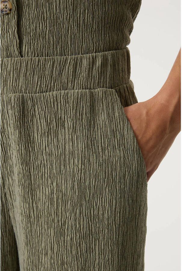 Garcia regular waist wide leg broek met textuur olijfgroen - Foto 2