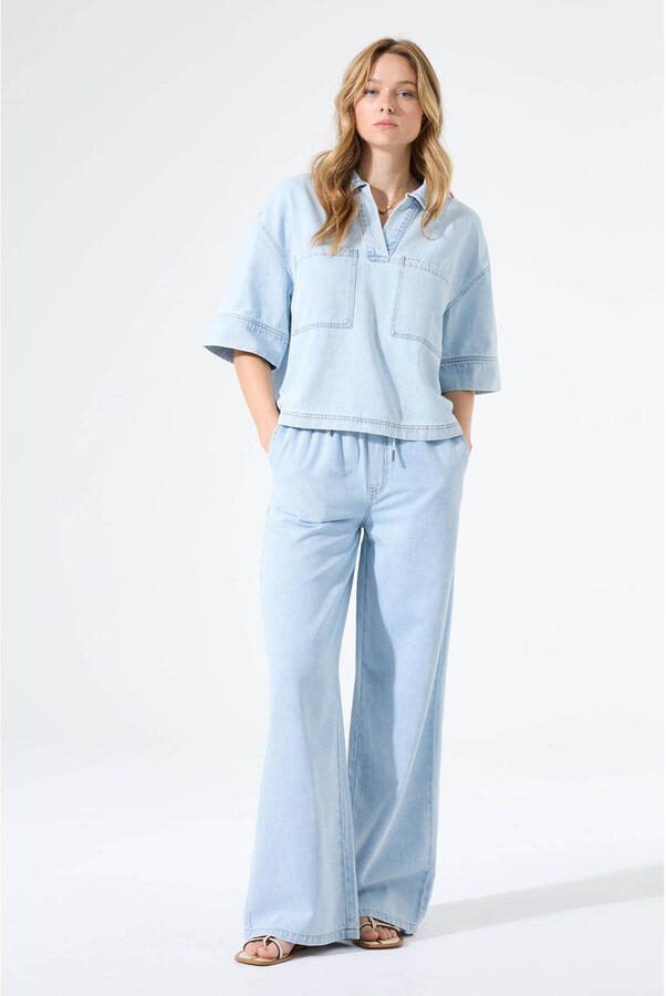 Garcia regular waist casual broek light blue denim