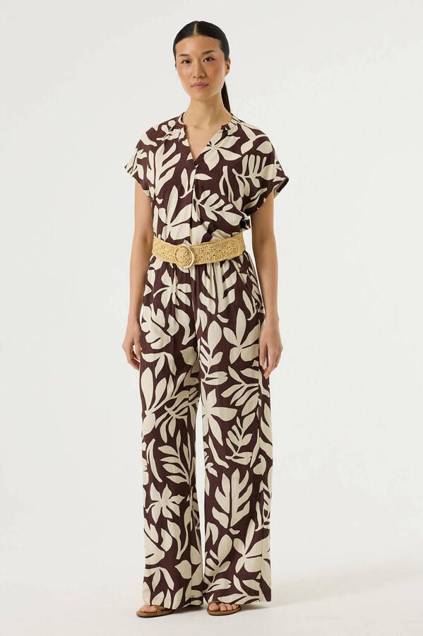 Garcia regular waist gebloemde casual broek bruin