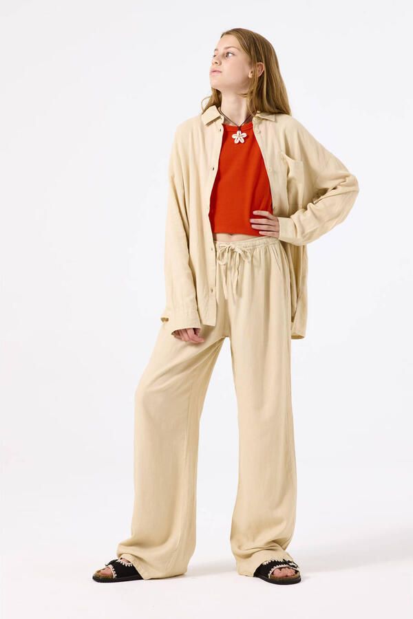 Garcia Wide leg stoffen broek van vicosemix met elastische band - Foto 3