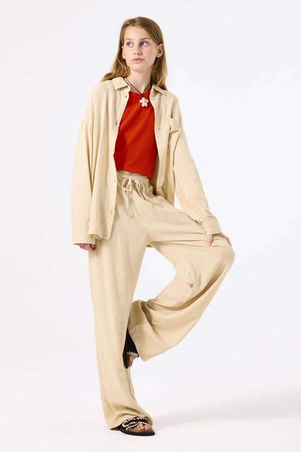 Garcia Wide leg stoffen broek van vicosemix met elastische band