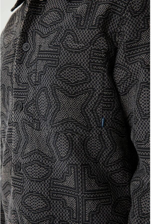 Garcia relaxed fit jacquard overshirt met print donkerblauw - Foto 2