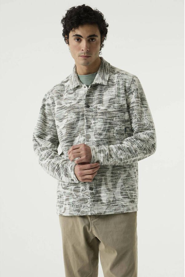 Garcia relaxed fit jacquard overshirt met print grijsgroen