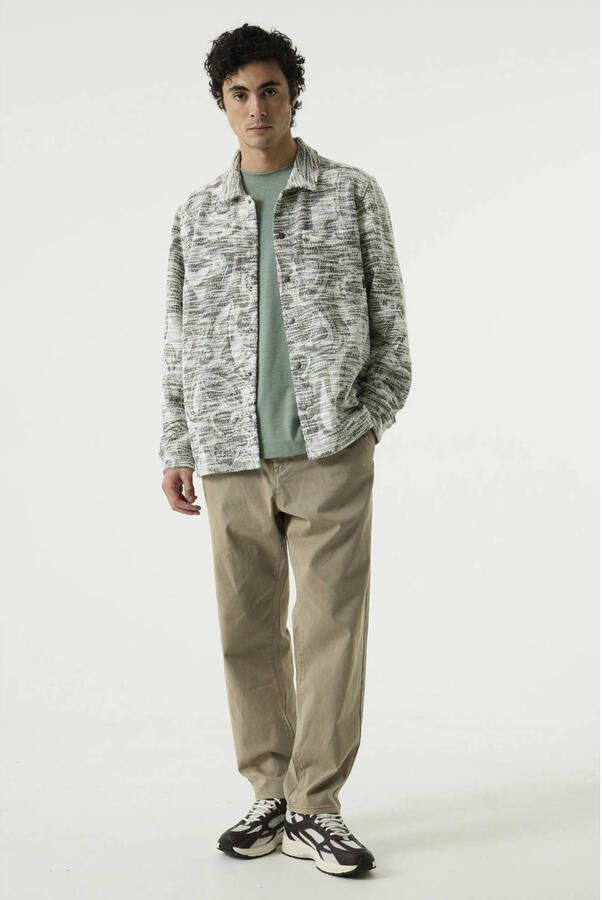 Garcia relaxed fit jacquard overshirt met print grijsgroen - Foto 3