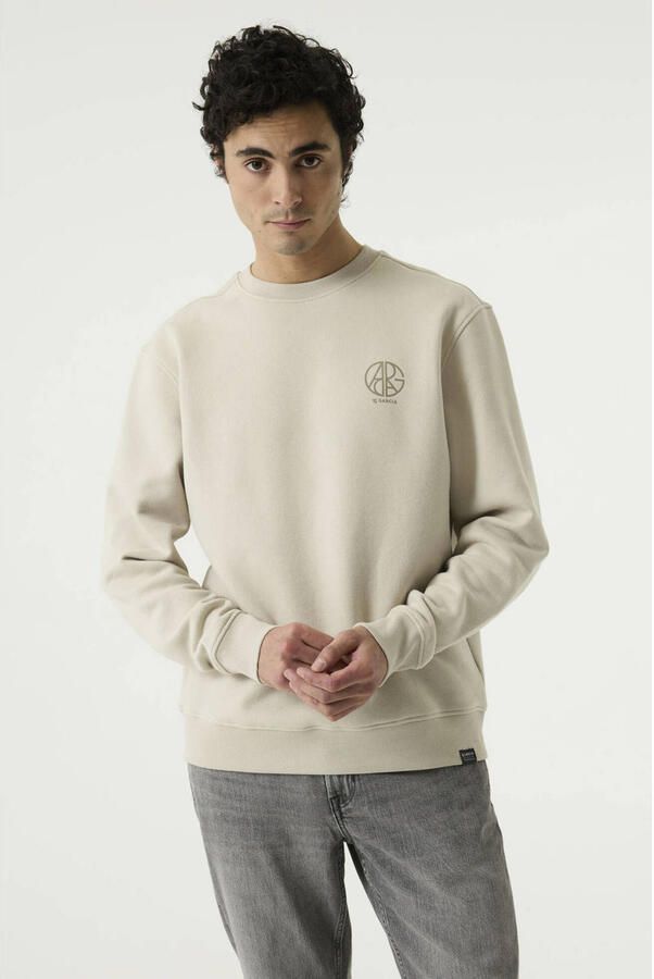 Garcia relaxed fit sweater met backprint soft buff