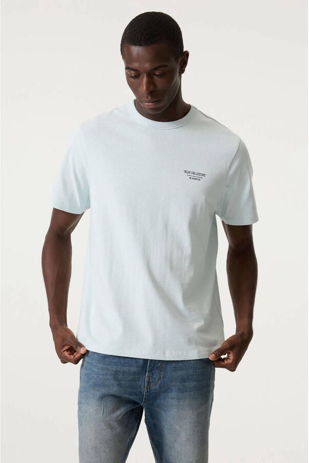 Garcia relaxed fit T-shirt met backprint lichtblauw