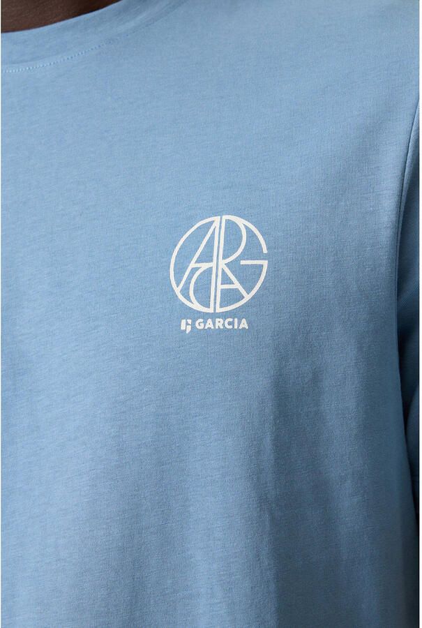 Garcia relaxed T-shirt met logo blauw - Foto 2