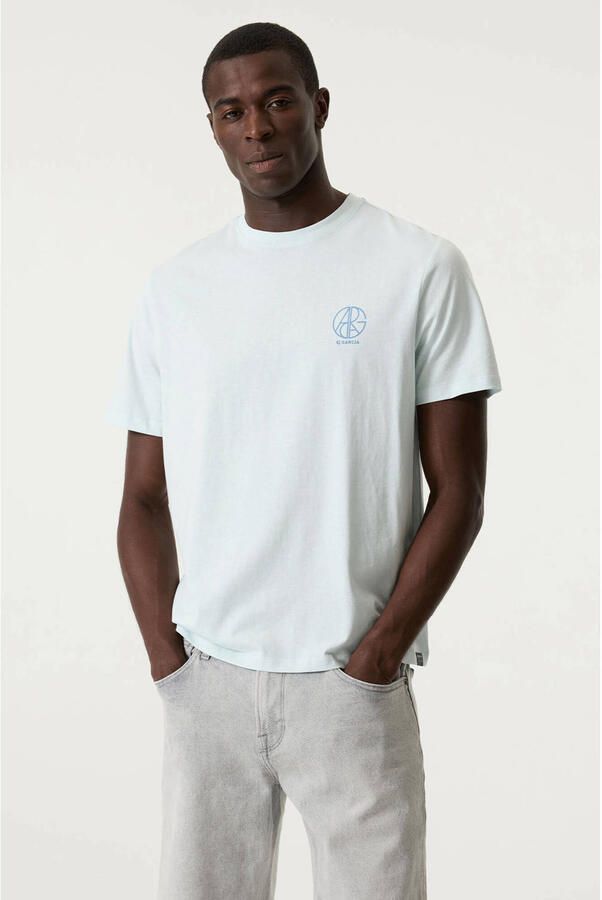 Garcia relaxed T-shirt met logo lichtblauw